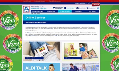 Screenshot aldi website online services