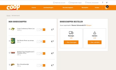 Screenshot website Coop winkelwagentje