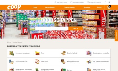 Screenshot website Coop boodschappen bestellen