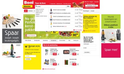 Screenshot website Boni zoeken naar boodschappen