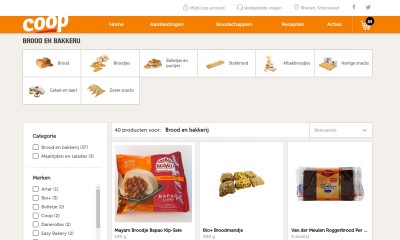 Screenshot website Coop boodschappen bestellen verschillende categorieen