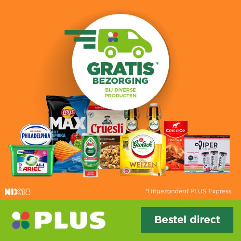 Gratis bezorging bij PLUS met selecteren van actieproducten