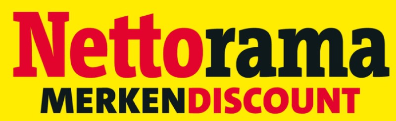 Logo van Nettorama supermarkt in de kleuren rood, zwart en geel