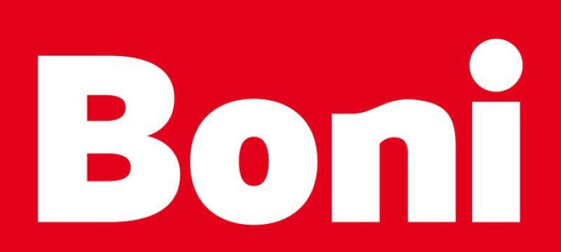 Logo van supermarkt Boni rood met wit