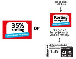 Kortingssticker van Albert Heijn kunnen dynamisch worden aangepast in de winkel